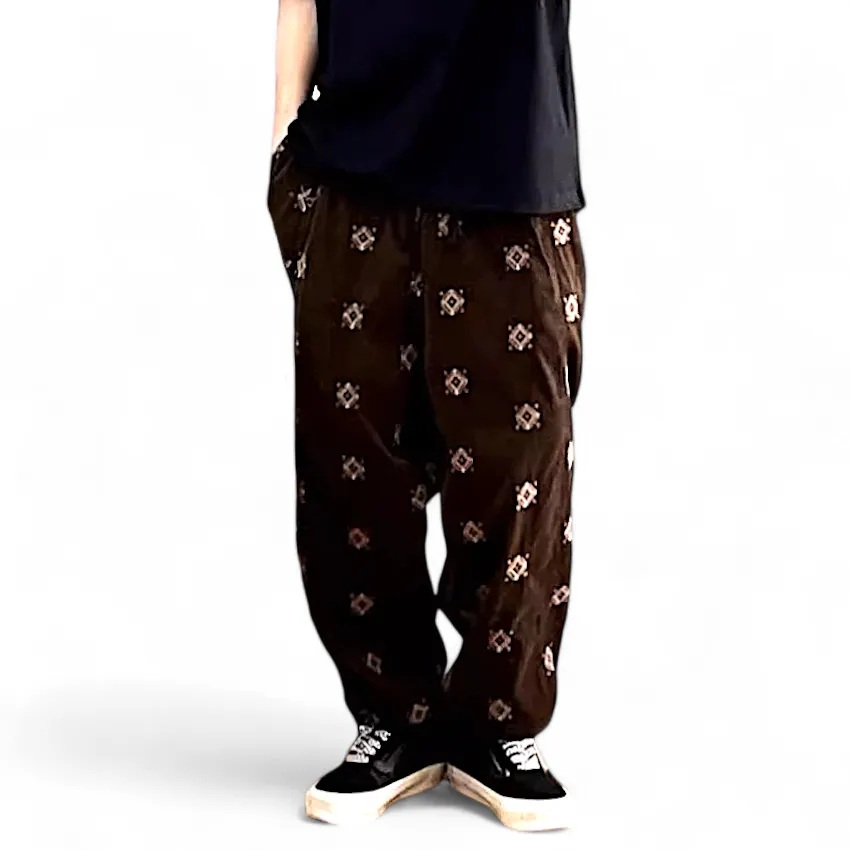 Embroidered corduroy baggy joggers