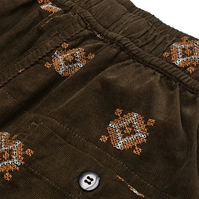 Embroidered corduroy baggy joggers