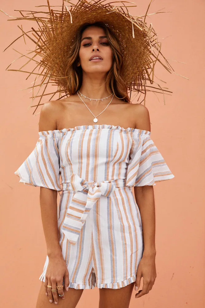 Every Freckle Is A Star Romper Tan