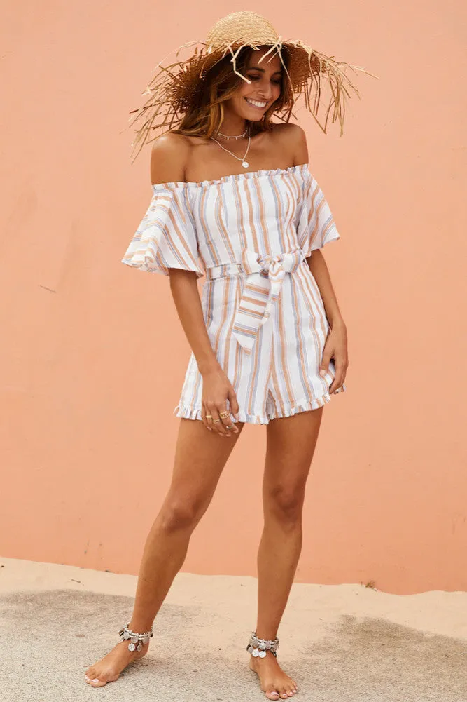 Every Freckle Is A Star Romper Tan