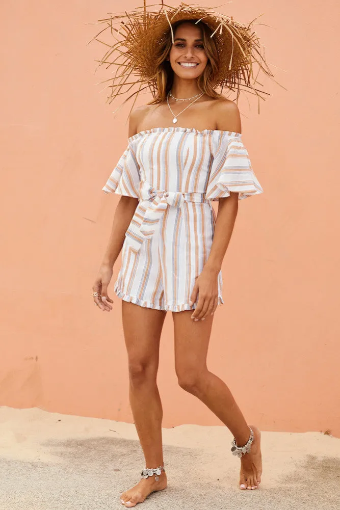Every Freckle Is A Star Romper Tan