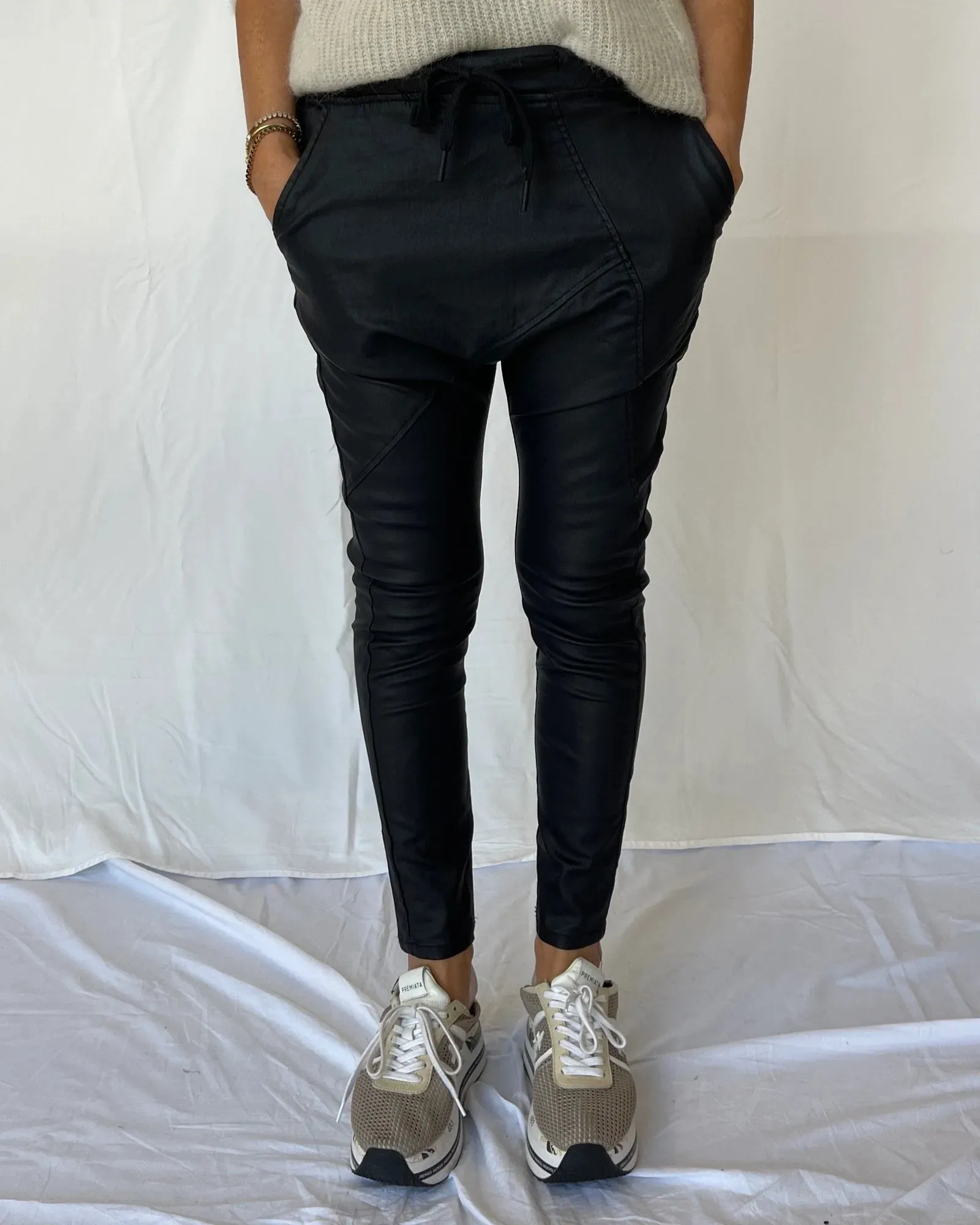 Faux Leather Jogger - Black