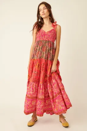 Free People Bluebell Maxi Dress in Magenta Combo