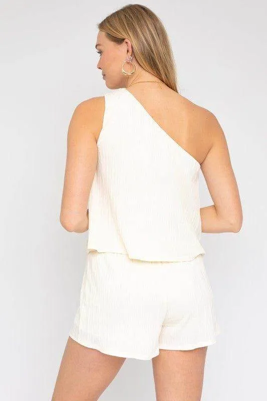 Gilli | Sleeveless One Shoulder Layered Top Romper