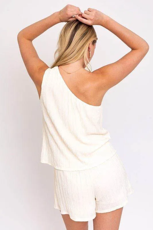Gilli | Sleeveless One Shoulder Layered Top Romper