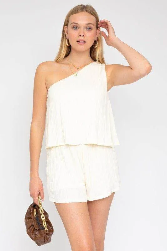 Gilli | Sleeveless One Shoulder Layered Top Romper