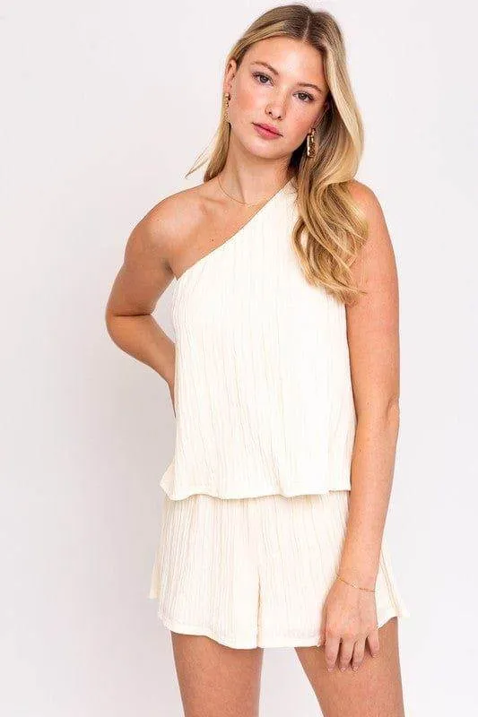 Gilli | Sleeveless One Shoulder Layered Top Romper