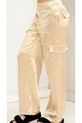 Give Love Satin High Waist Cargo Pants