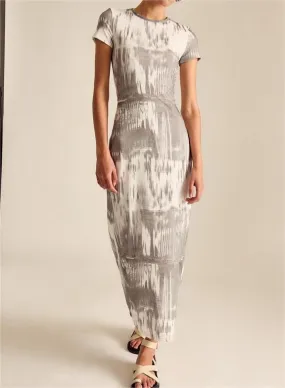 Grey and white gradient slimming long dress