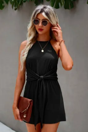 Halter Neck Tie Front Romper