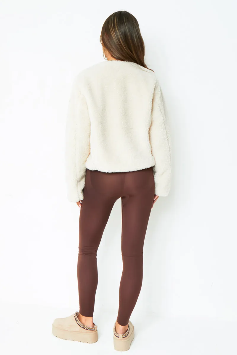 Hannah Cream Borg Fleece Buckle Detail Jacket