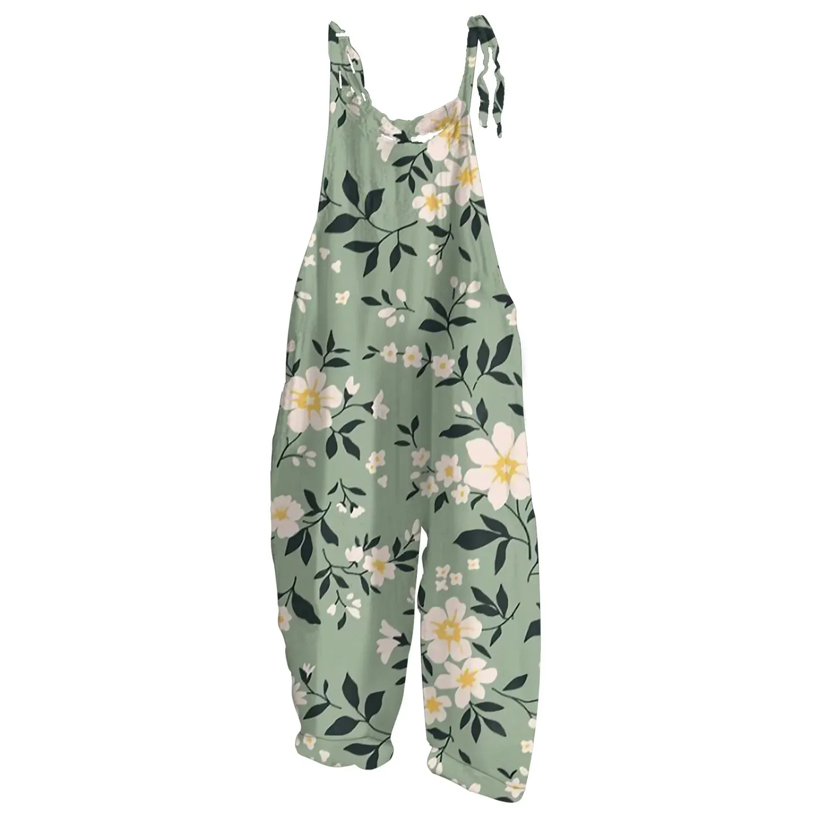 High-Quality Women's Jumpsuit Printed Casual Loose Retro Shoulder Straps Cotton And Linen Comfortable Casual Women's Jumpsuits
