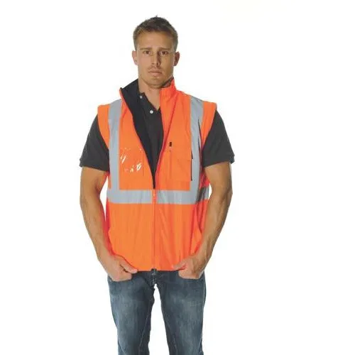 HiVis Cross Back Day/Night “4 in 1” Zip Off Sleeve Reversible Vest 3994