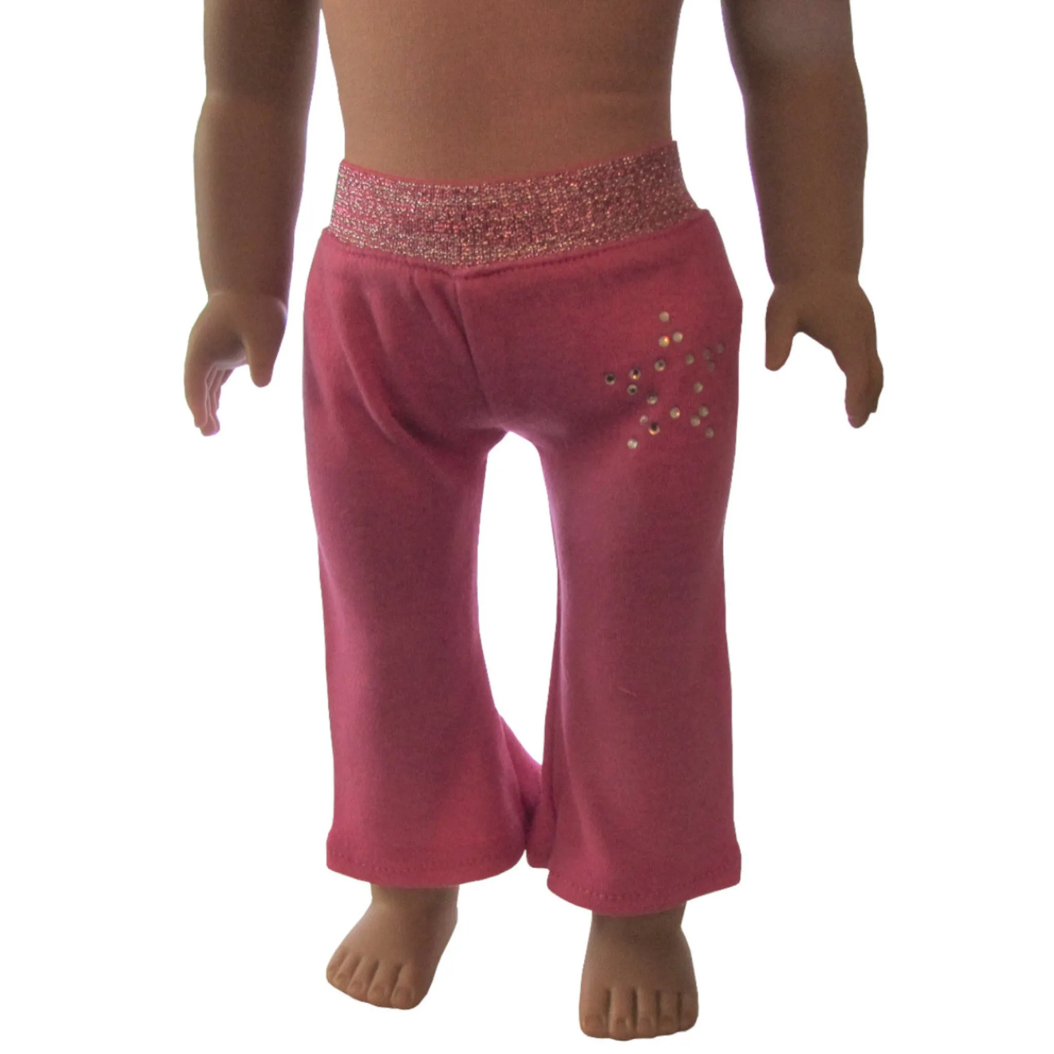 Hot Pink Yoga Pants with Rhinestone Star for 18-inch dolls