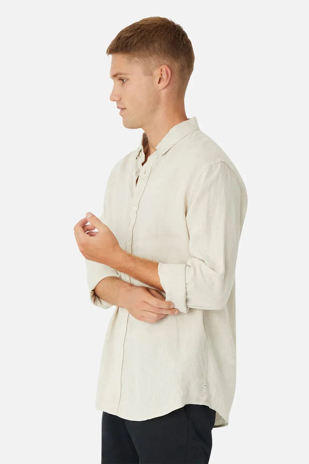 Industrie The Tennyson Linen L/S Shirt - Oatmeal