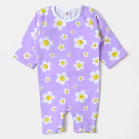 Infant Girls Knitted Romper Sunflower-Purple