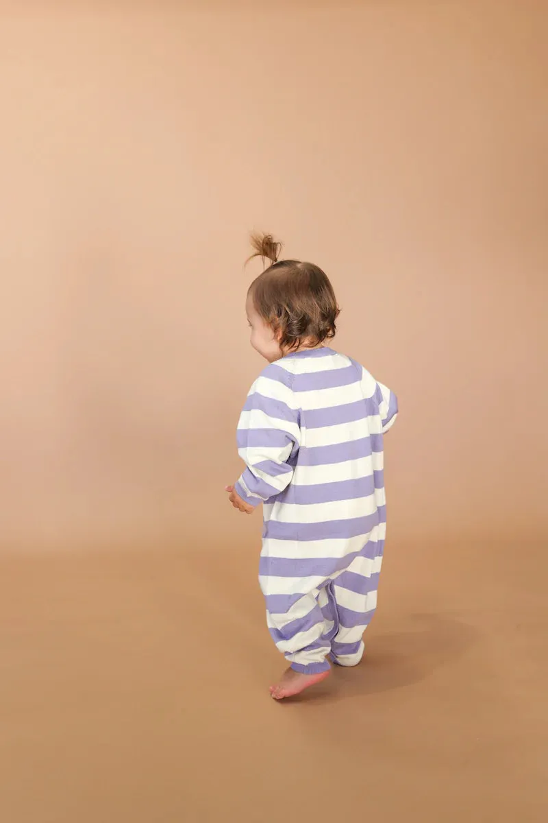 Iris/Milk Organic Striped Star Suit