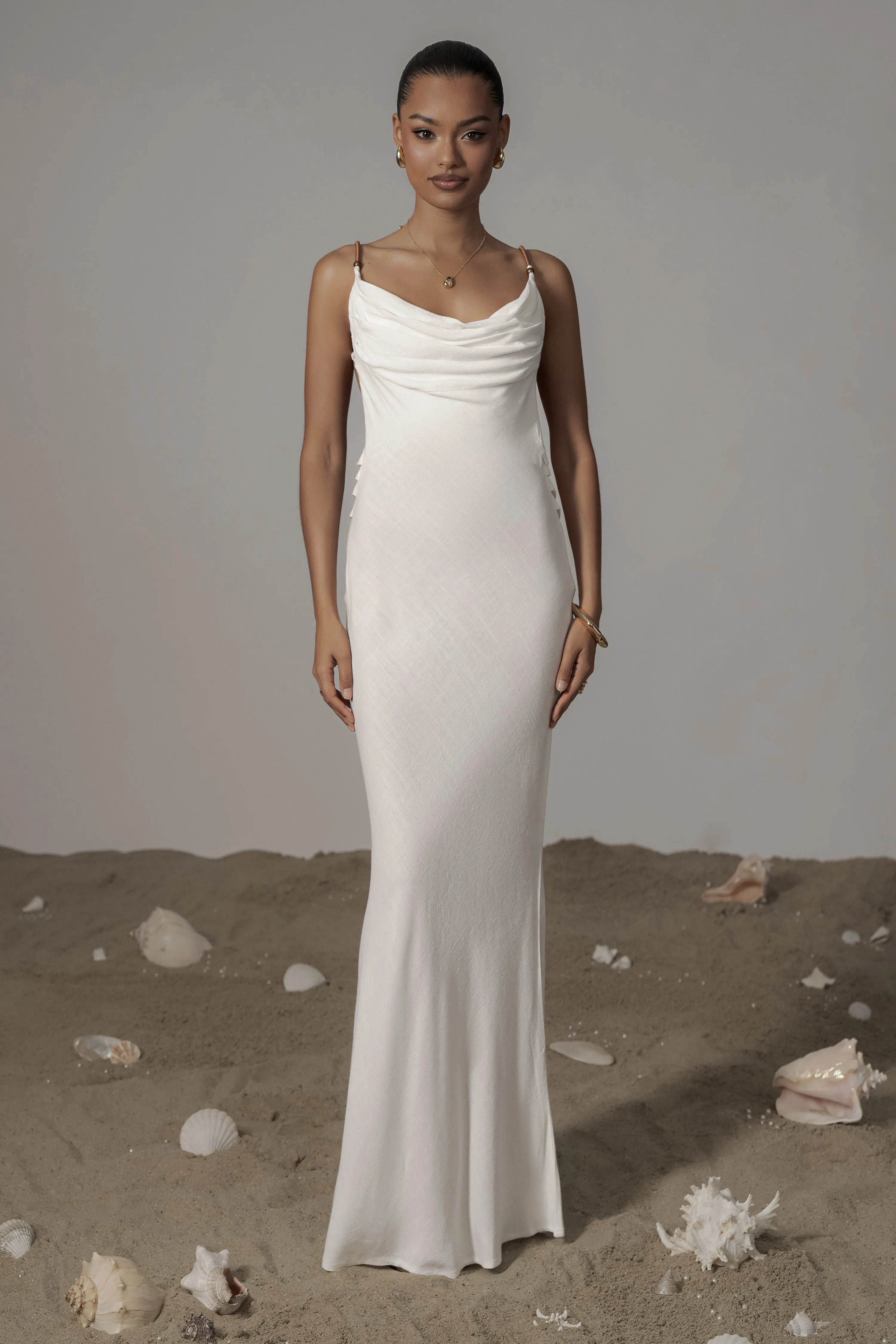 Ivory Getaway Linen Maxi Dress