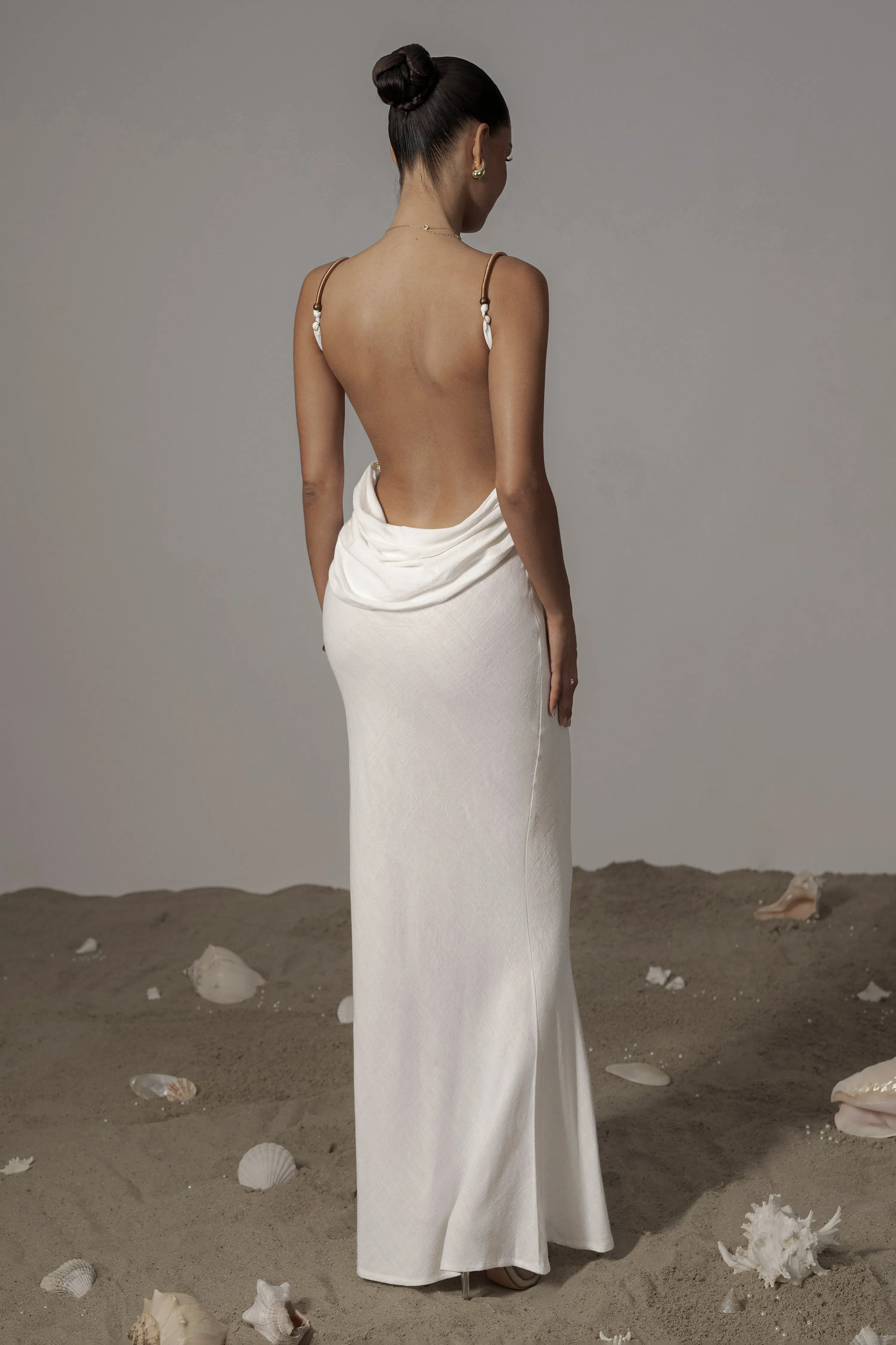 Ivory Getaway Linen Maxi Dress