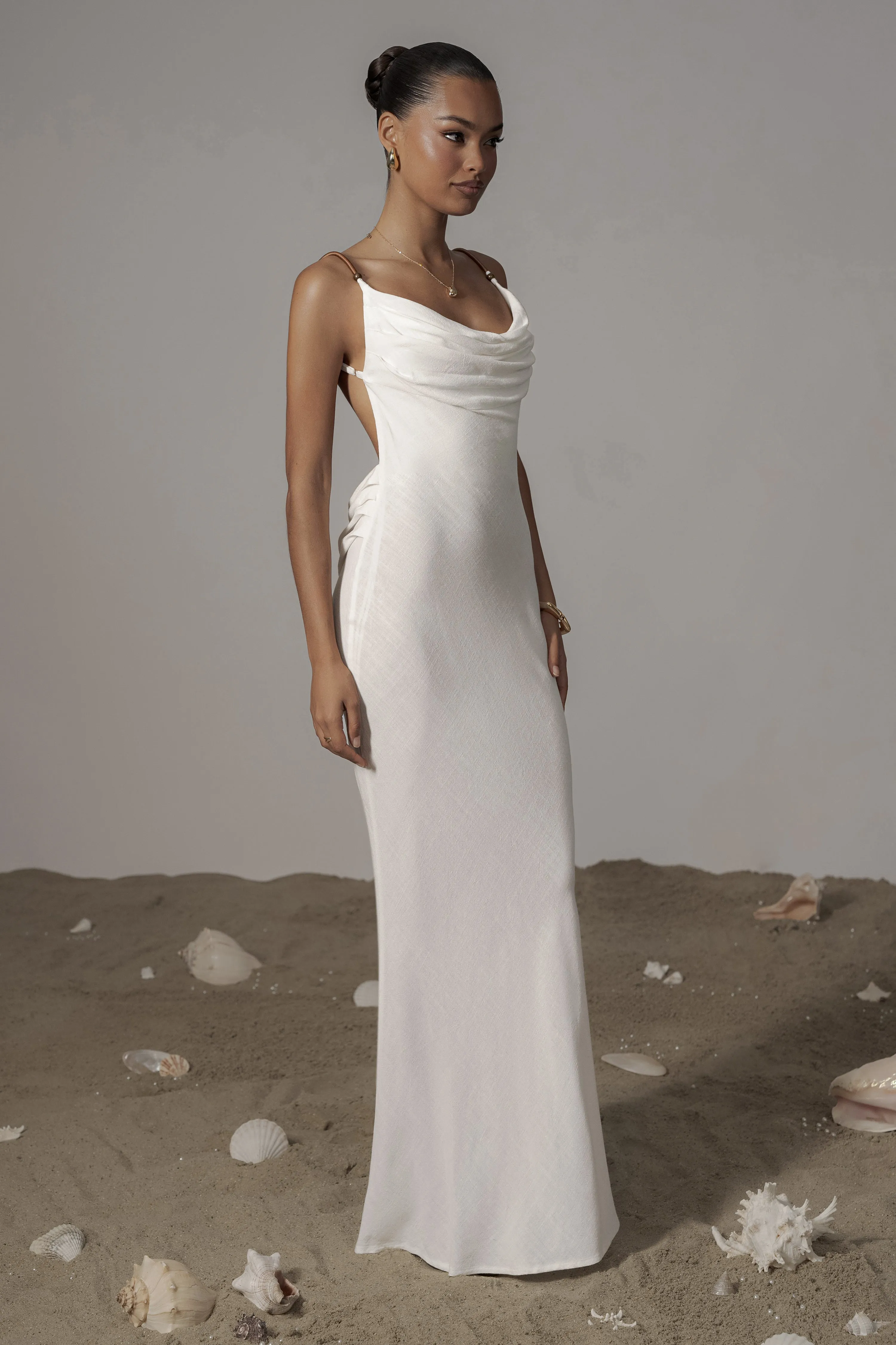 Ivory Getaway Linen Maxi Dress