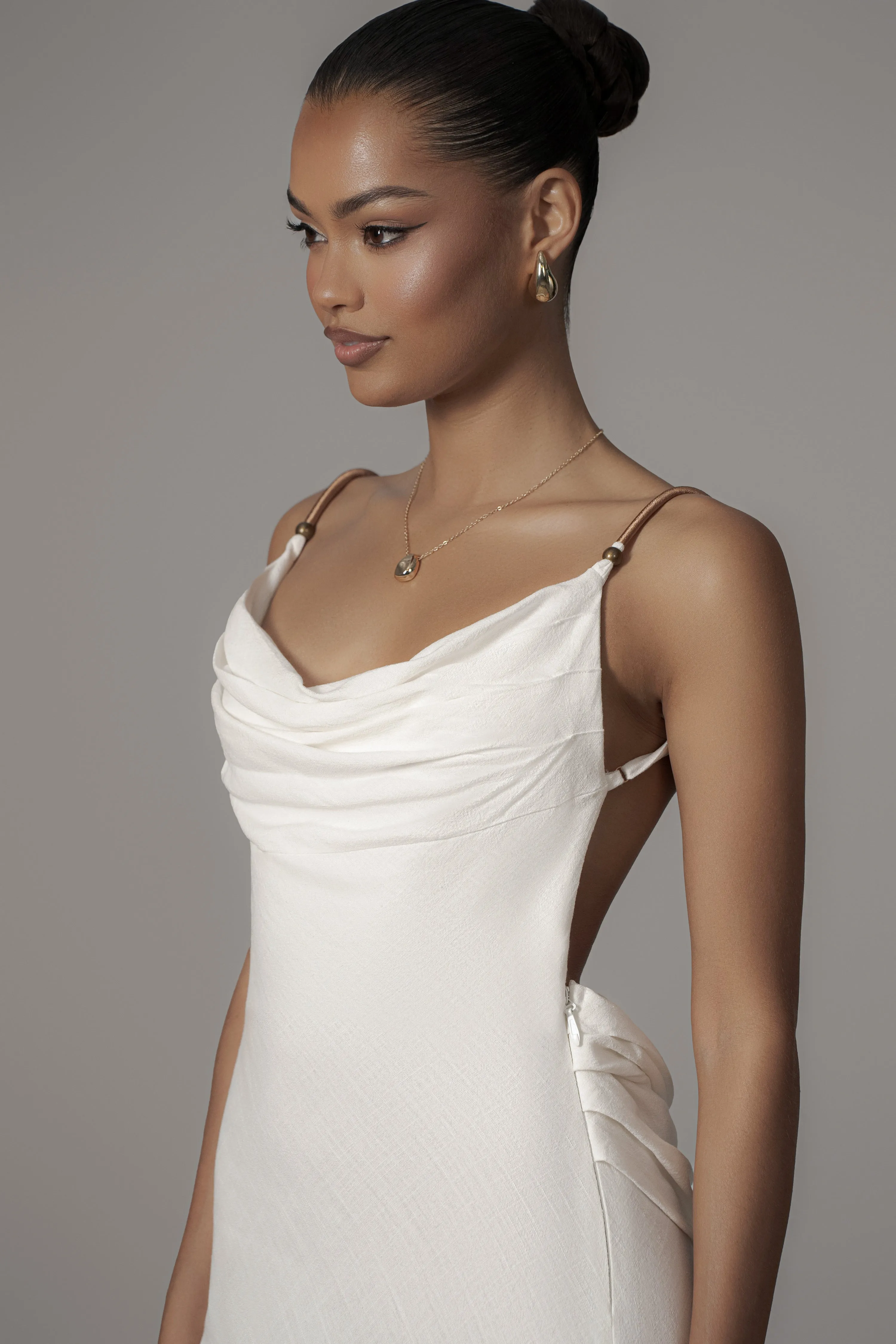 Ivory Getaway Linen Maxi Dress