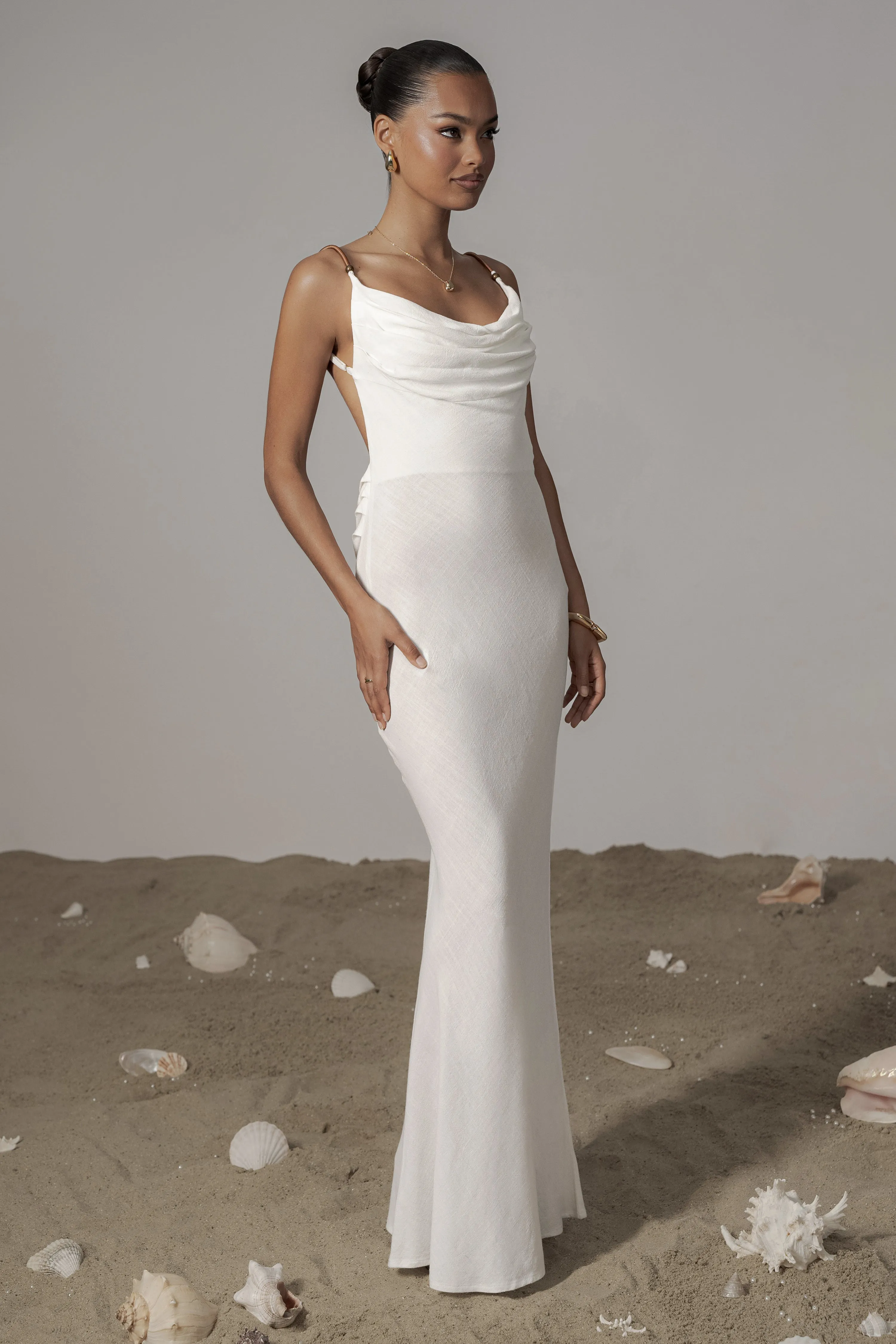 Ivory Getaway Linen Maxi Dress