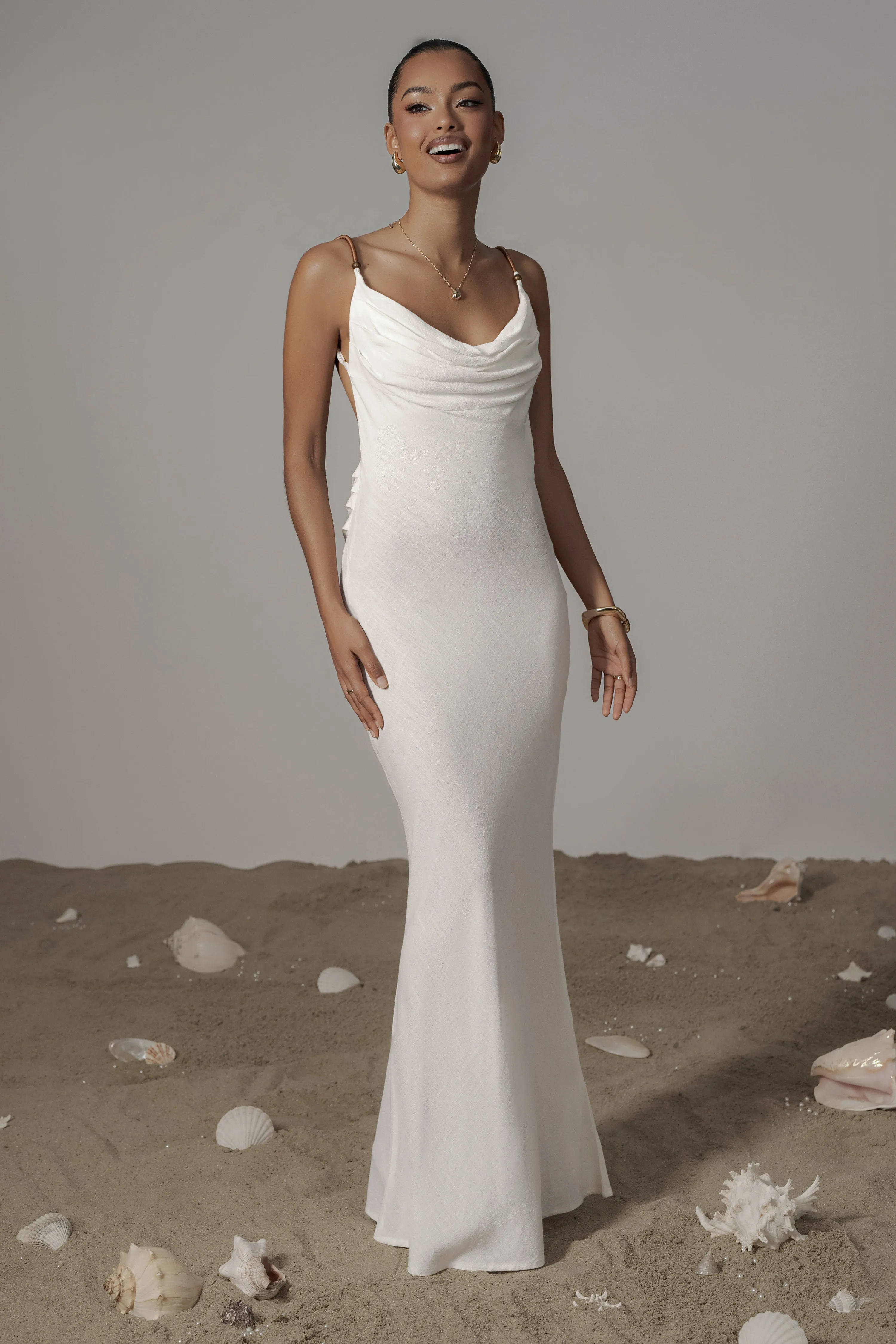 Ivory Getaway Linen Maxi Dress