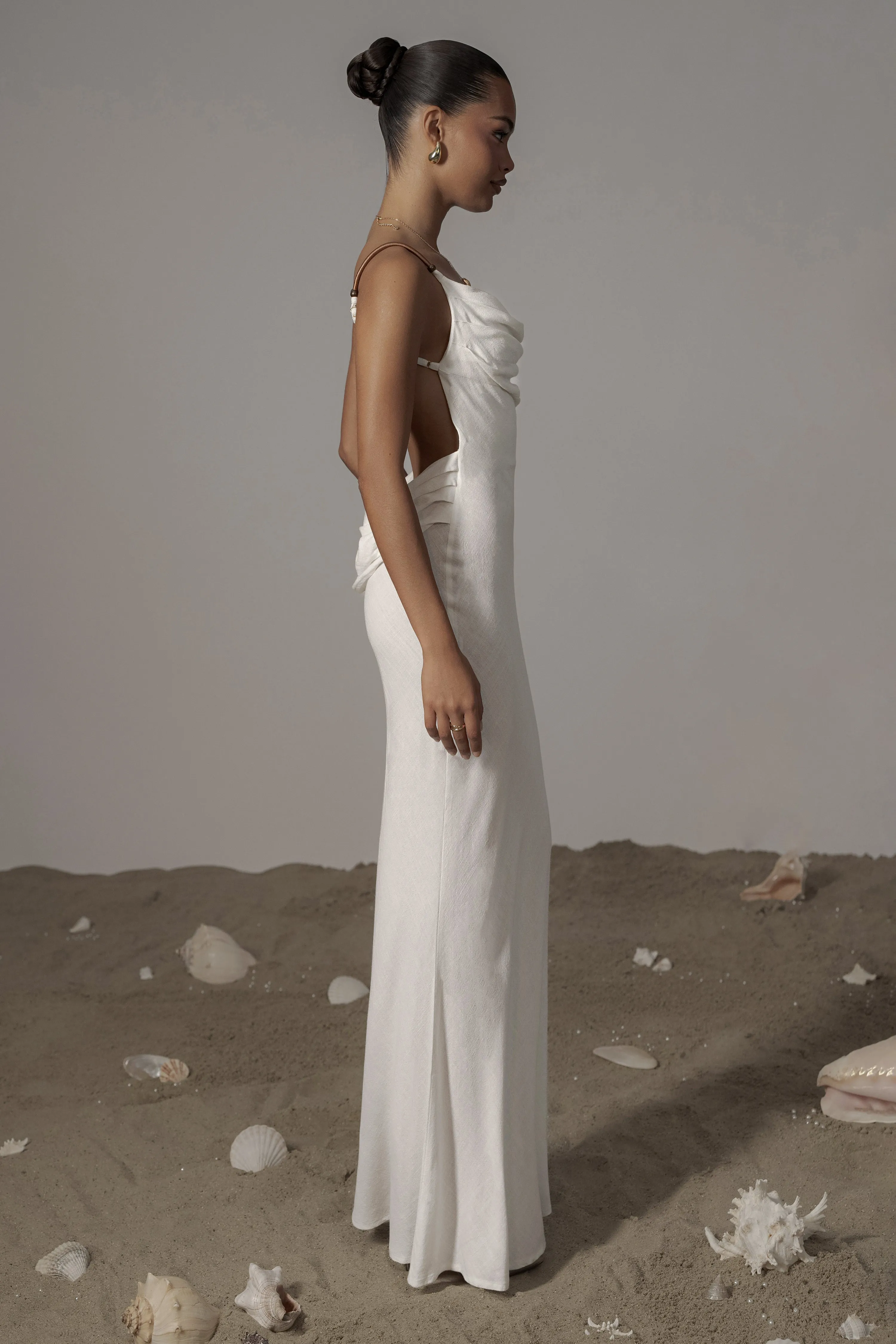 Ivory Getaway Linen Maxi Dress