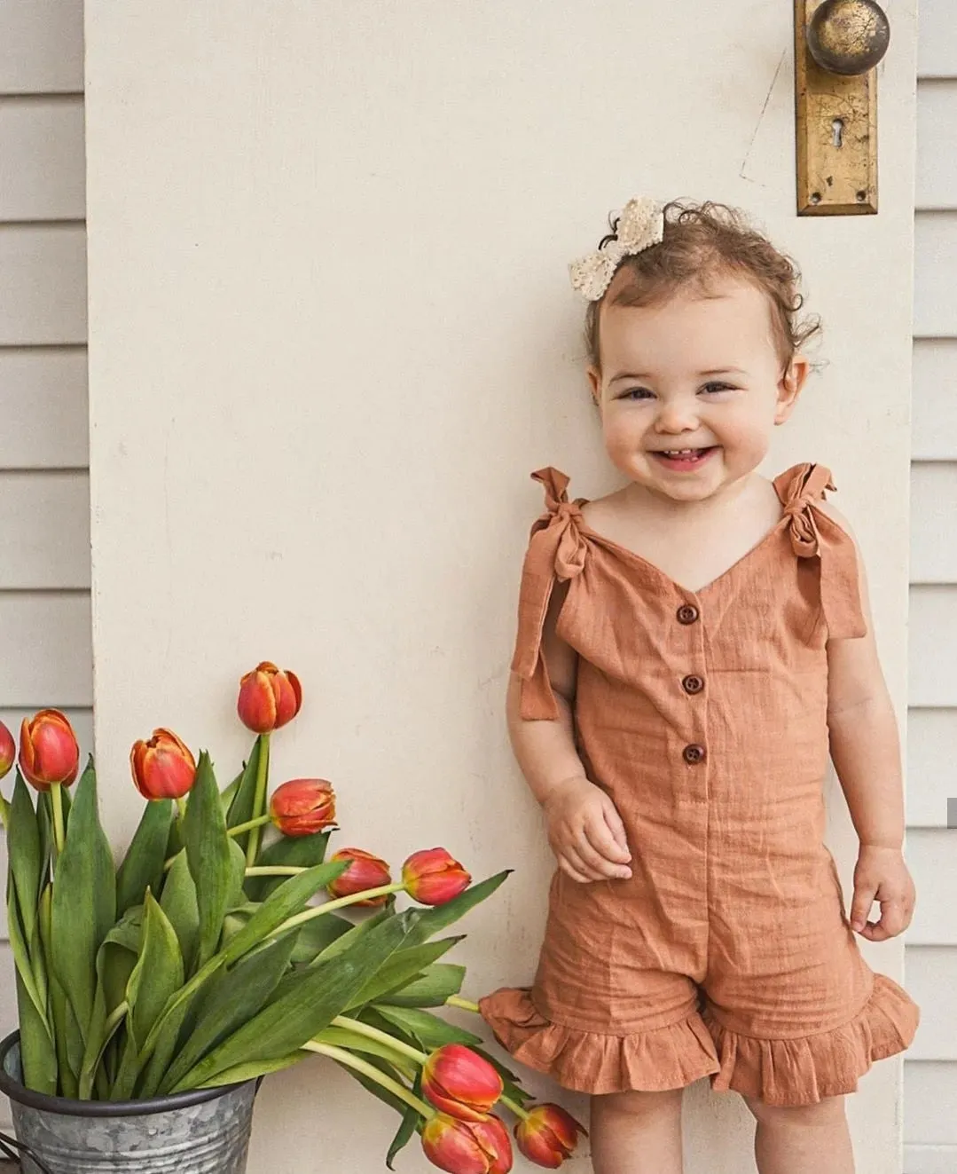 Jules Romper in Earthy Orange