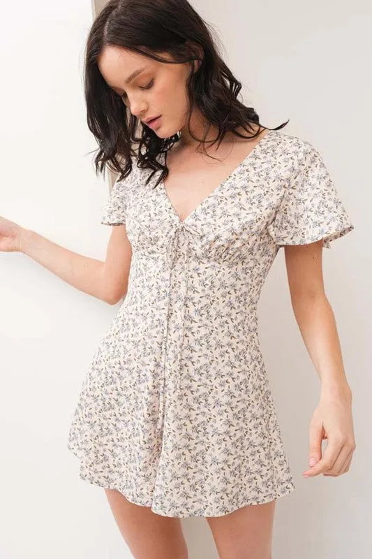 KIMBERLY FLORAL PRINT V NECK ROMPER