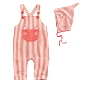 Kitty overalls Baby Bodysuit (include Hat)