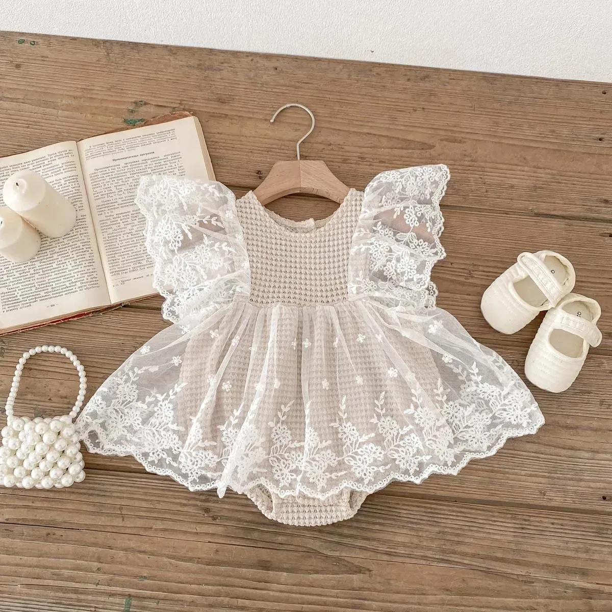 Lace Waffle Romper