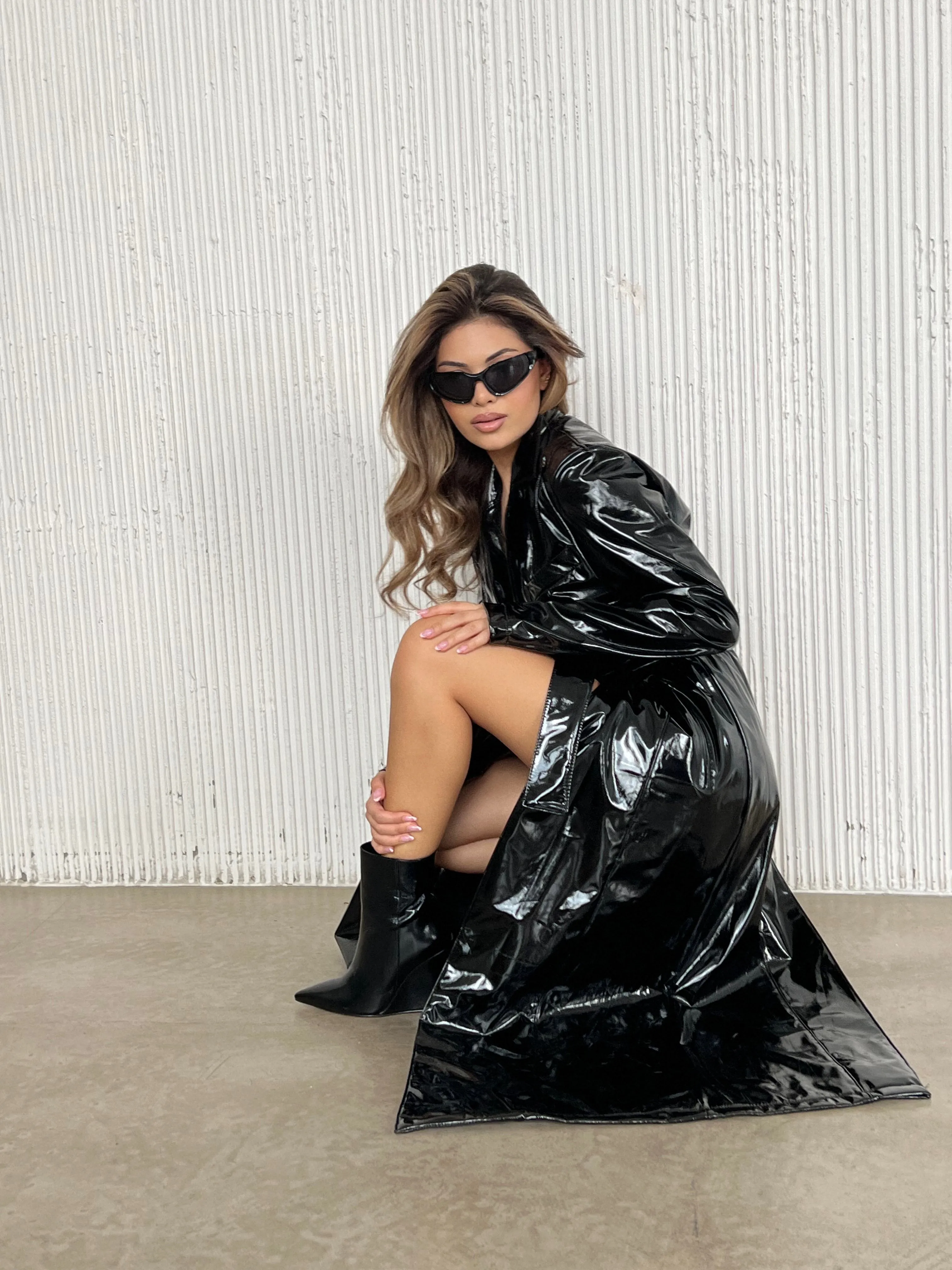 Lacquer trench coat