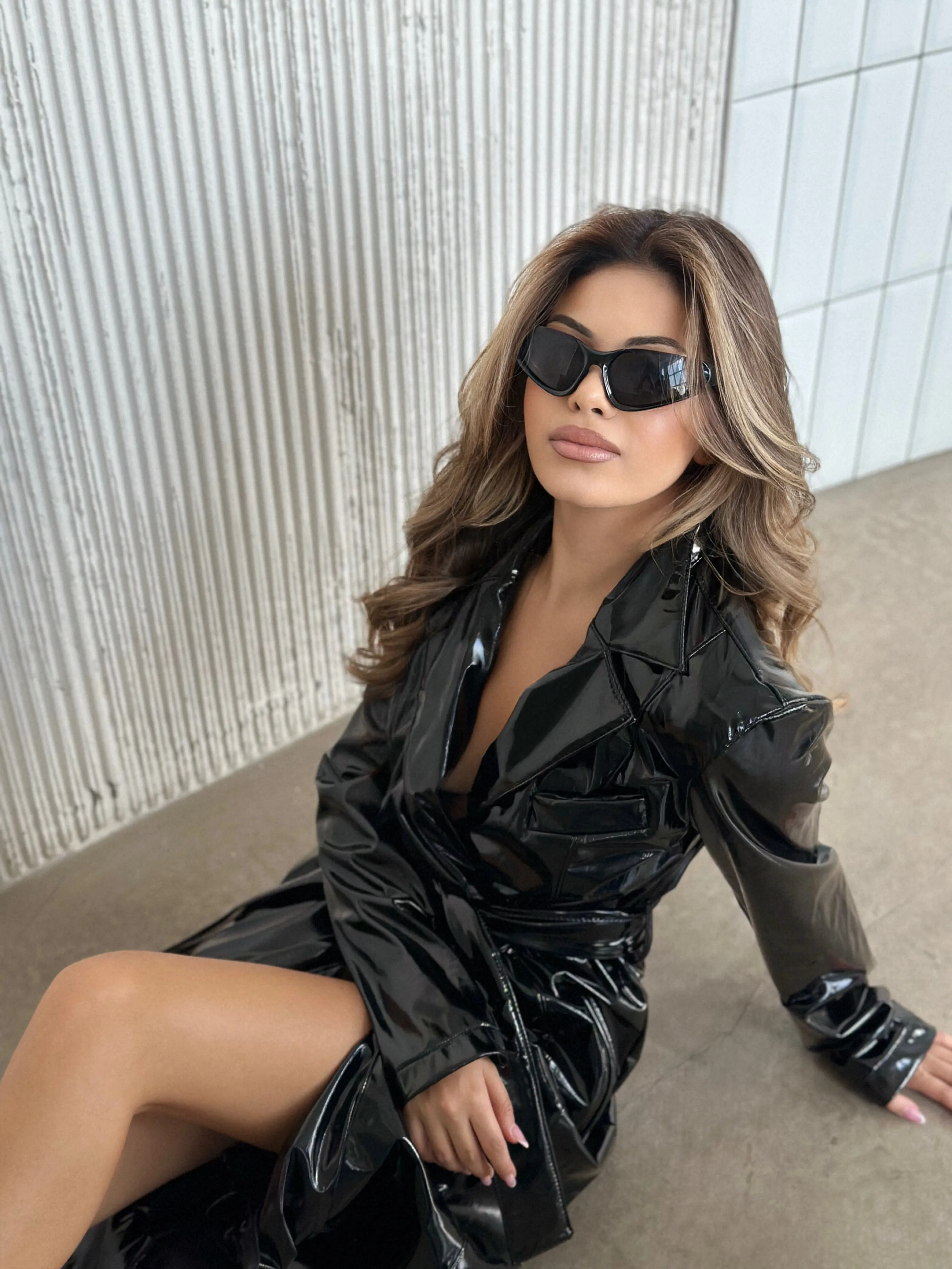 Lacquer trench coat