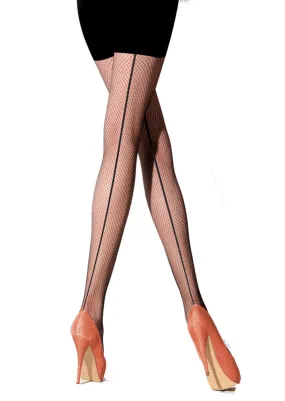Ladies Beautiful Sexy Black Small Holes Back Centre Seam Fishnet Tights