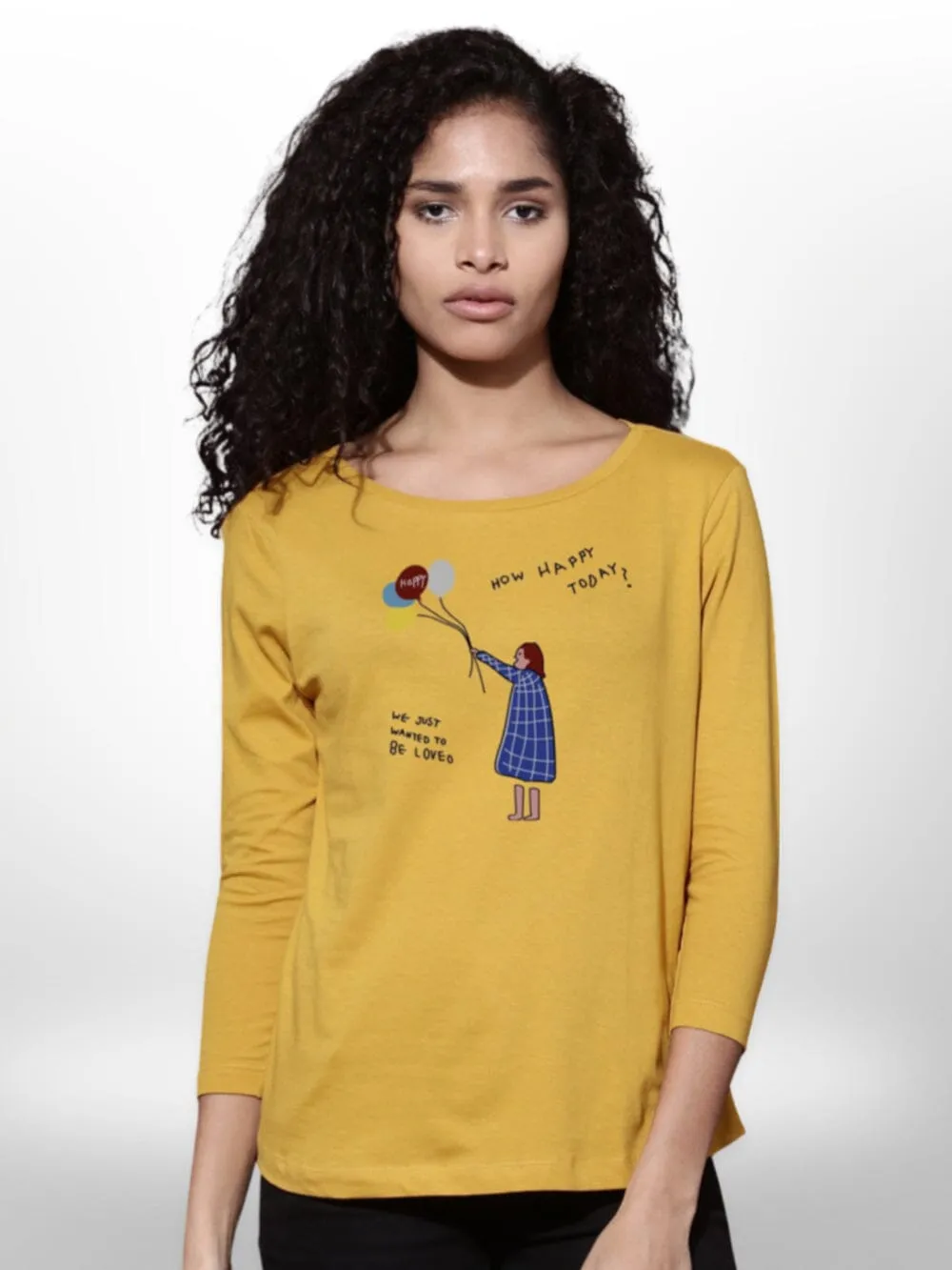 Ladies Colorful Printed T-shirt 4 Quarter Sleeve