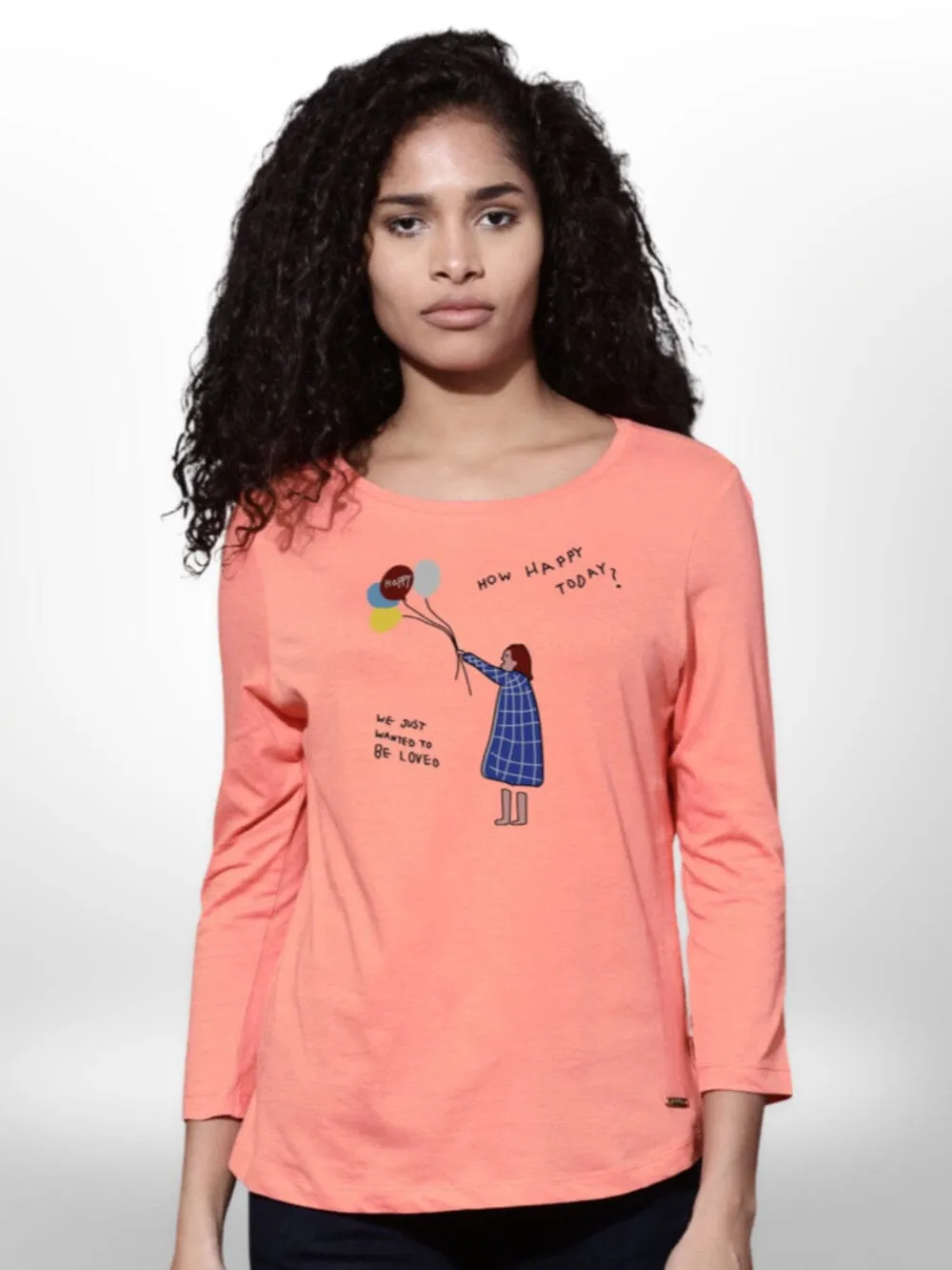 Ladies Colorful Printed T-shirt 4 Quarter Sleeve