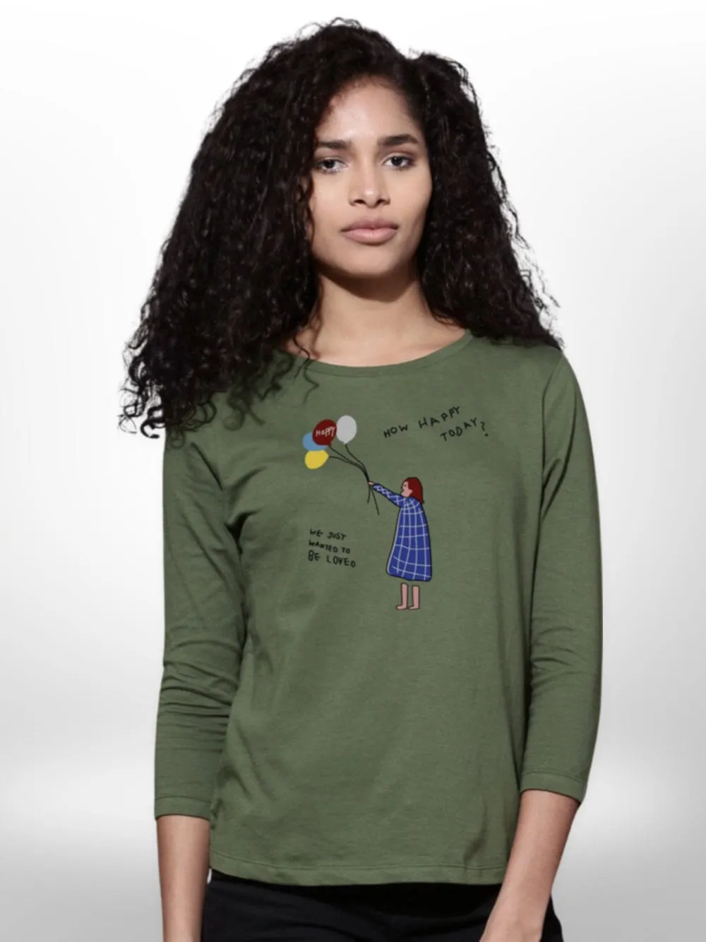 Ladies Colorful Printed T-shirt 4 Quarter Sleeve