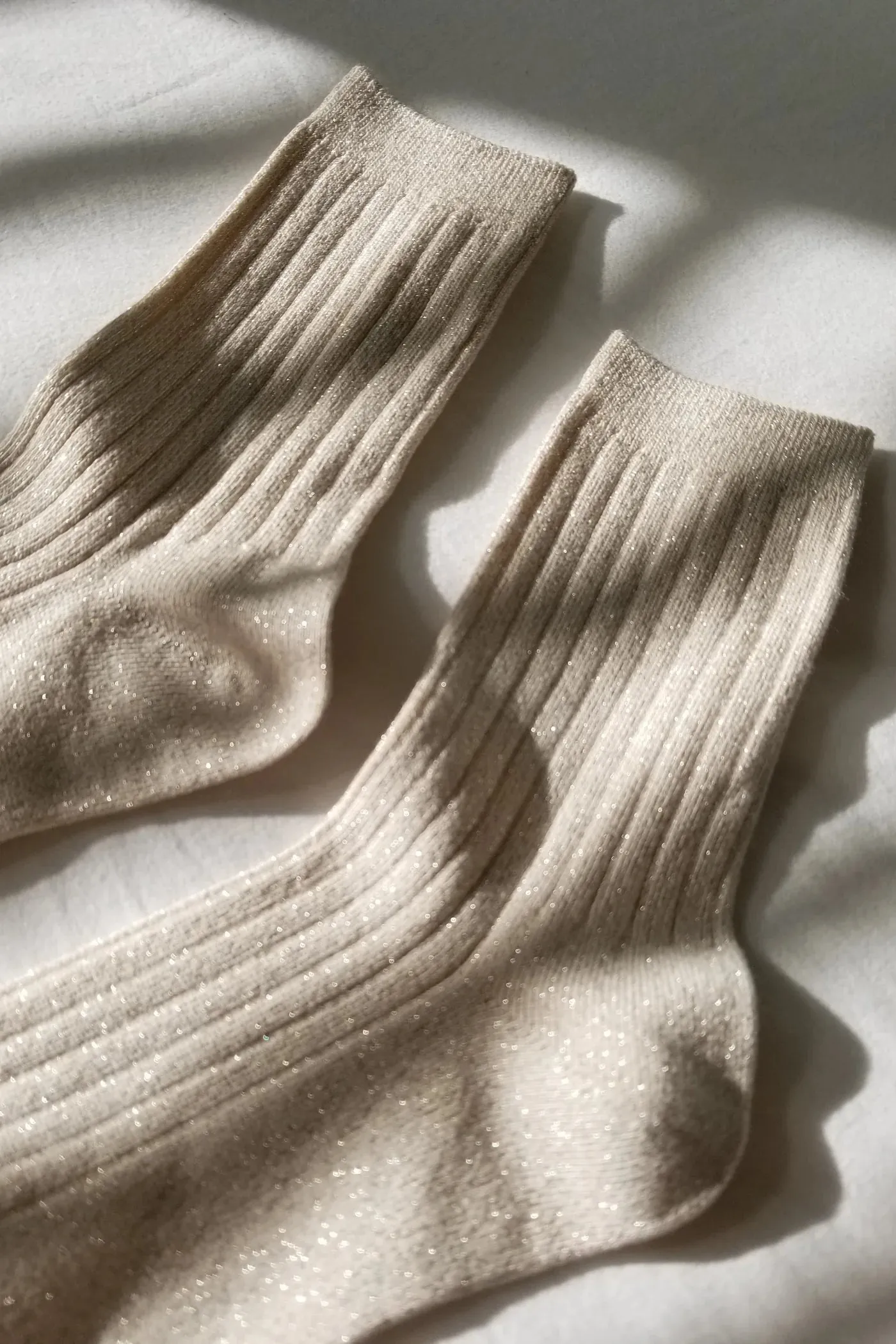 Le Bon Shoppe Her Socks - Ivory Gold Glitter