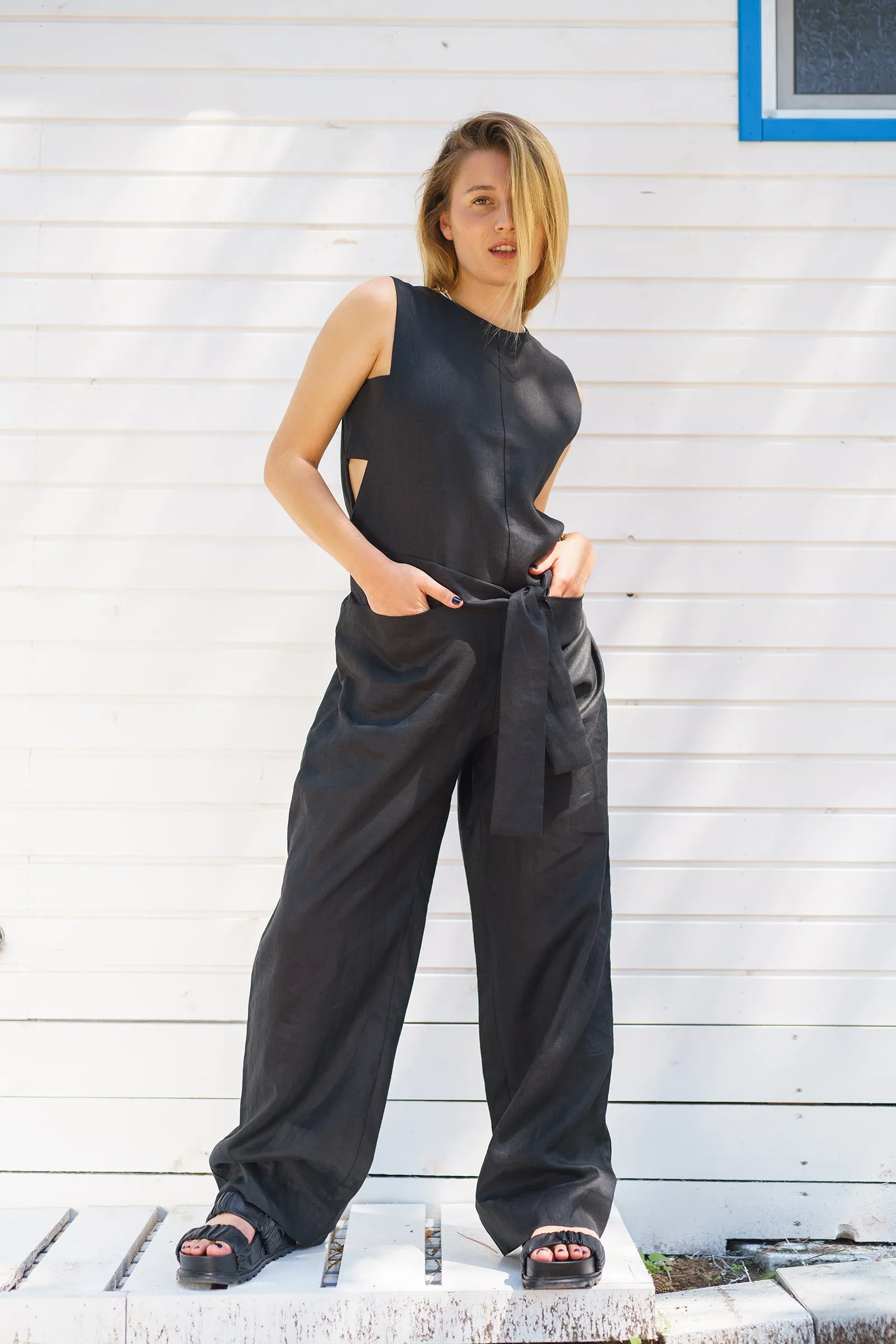 Linen Jumpsuit with Belt