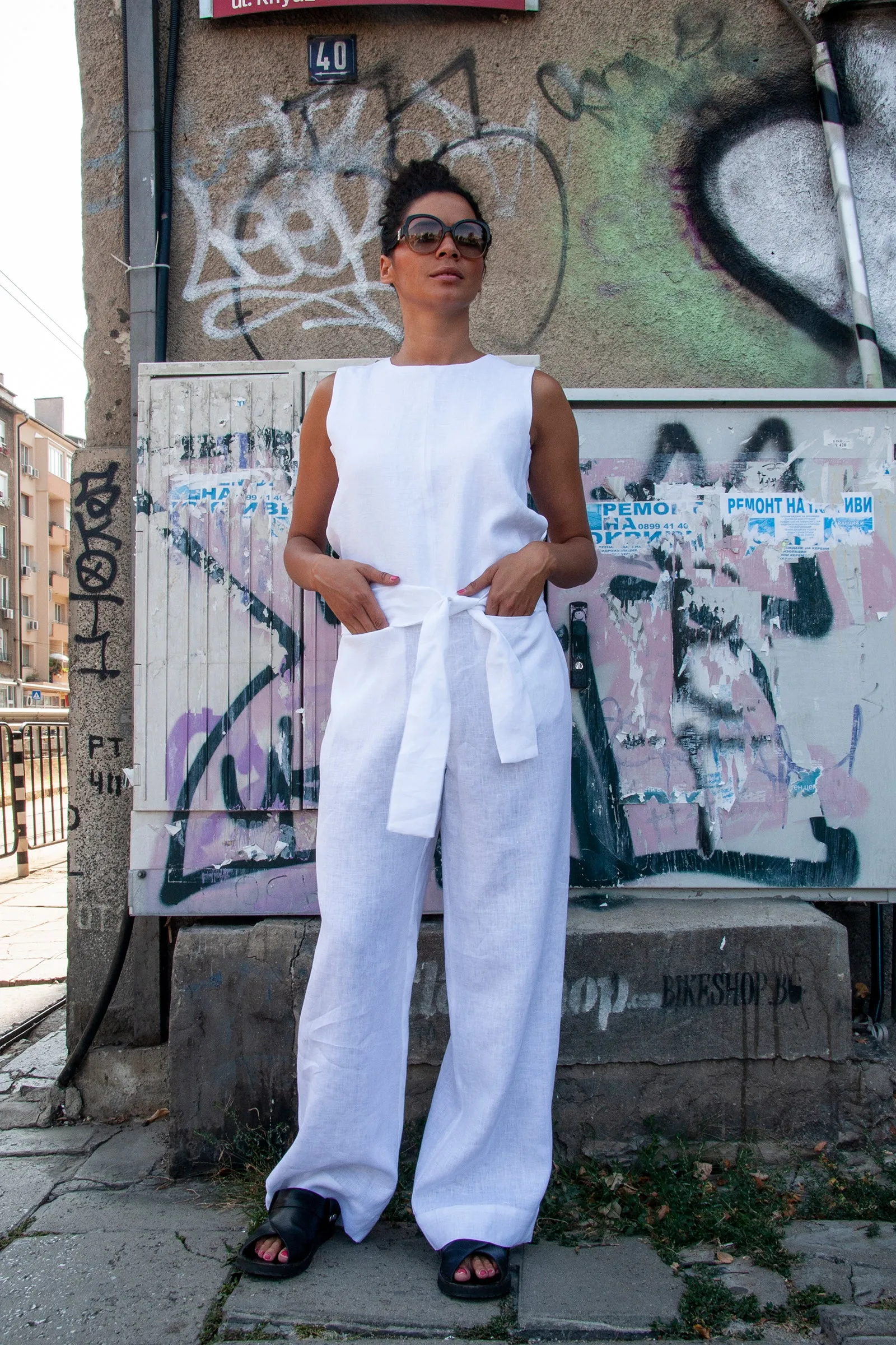 Linen Jumpsuit with Belt