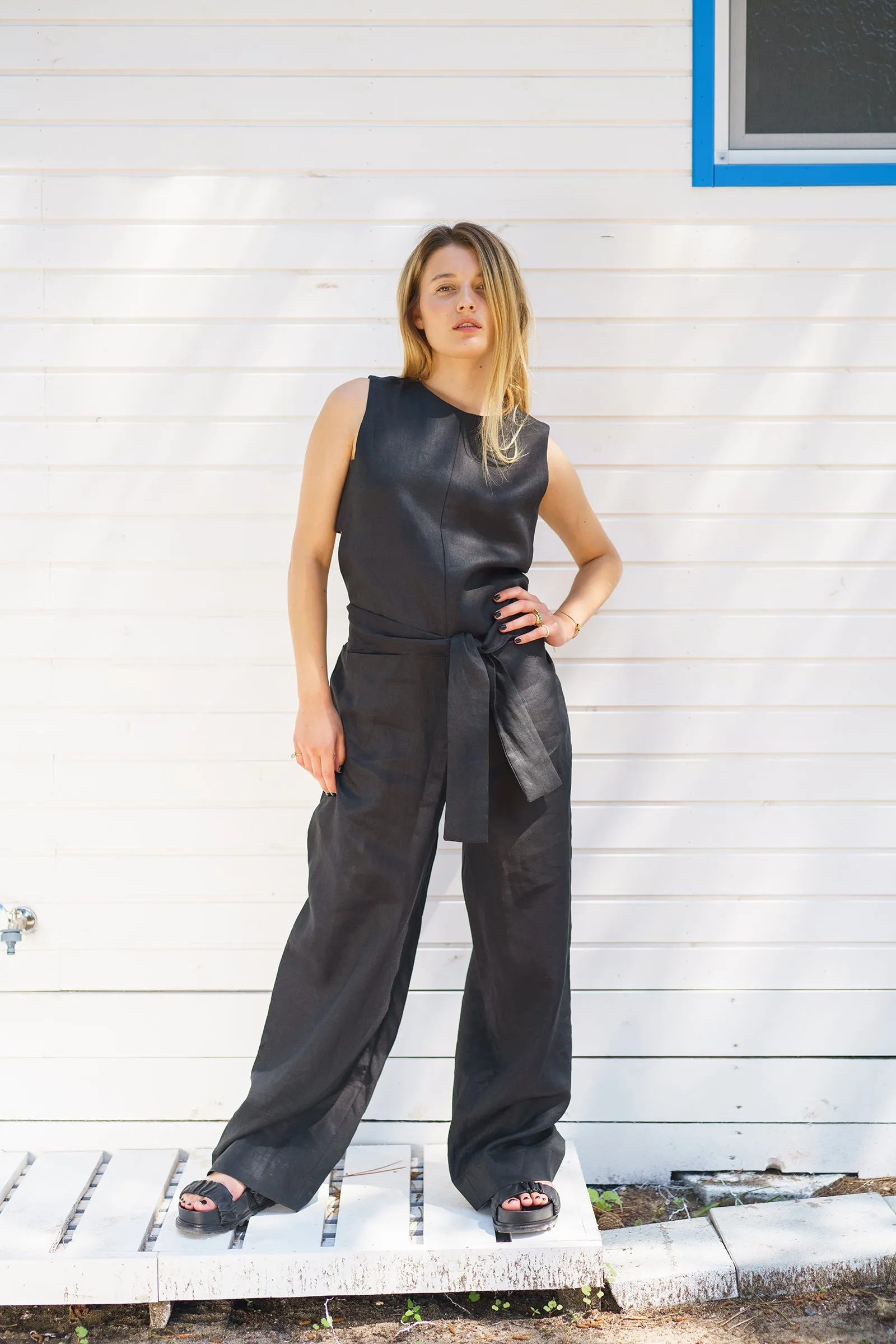Linen Jumpsuit with Belt