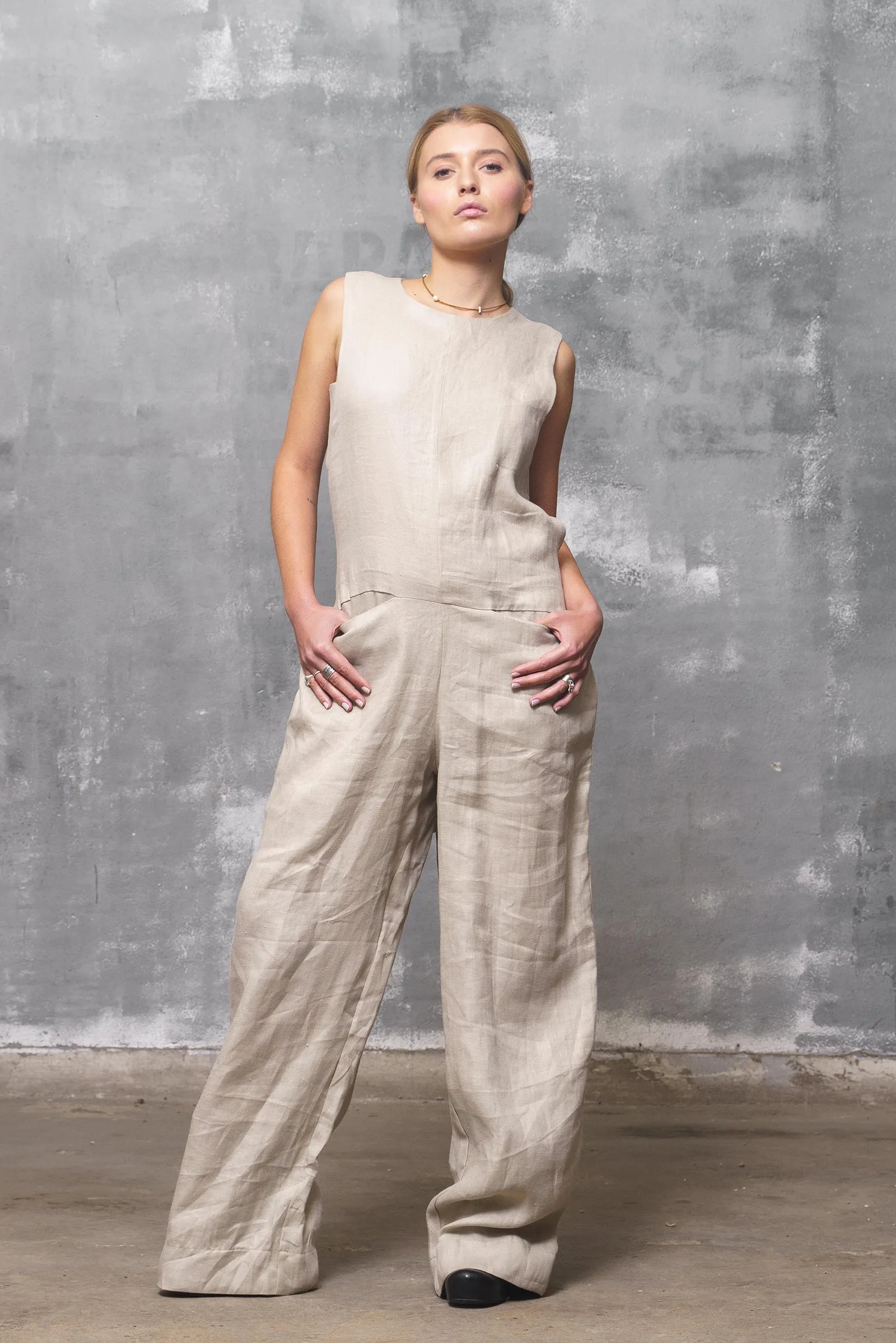 Linen Jumpsuit with Belt