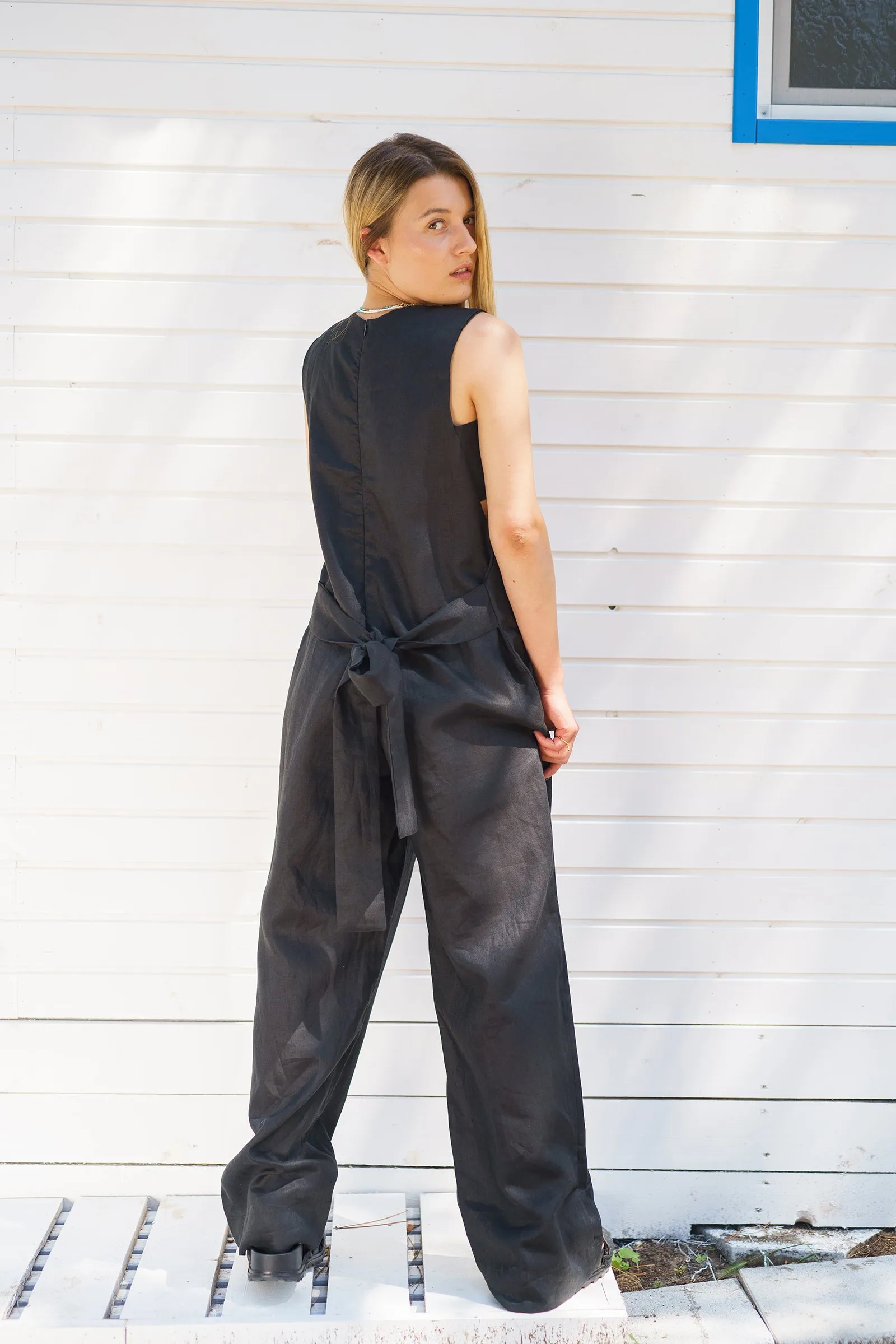 Linen Jumpsuit with Belt