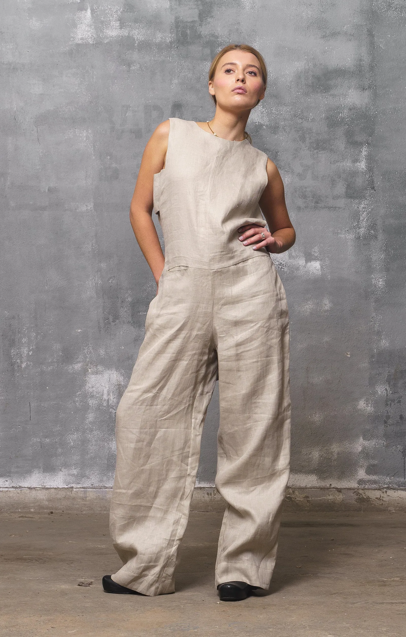 Linen Jumpsuit with Belt