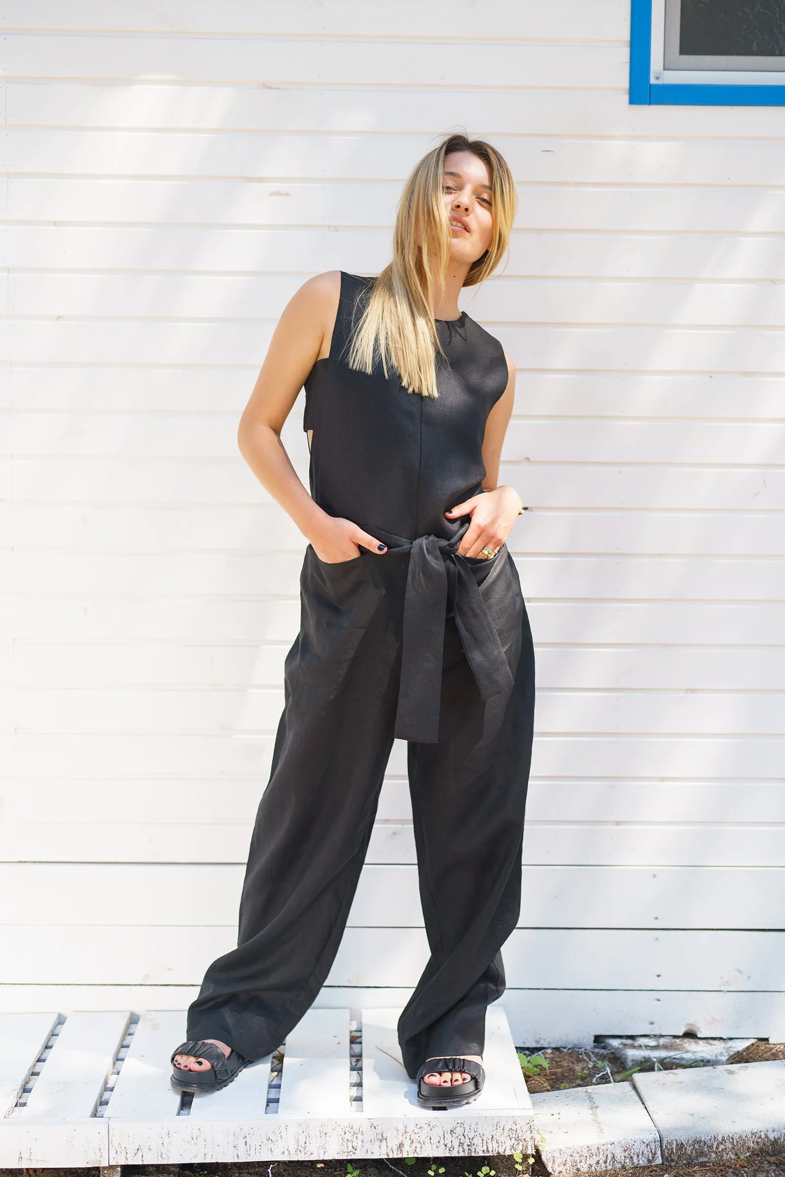 Linen Jumpsuit with Belt