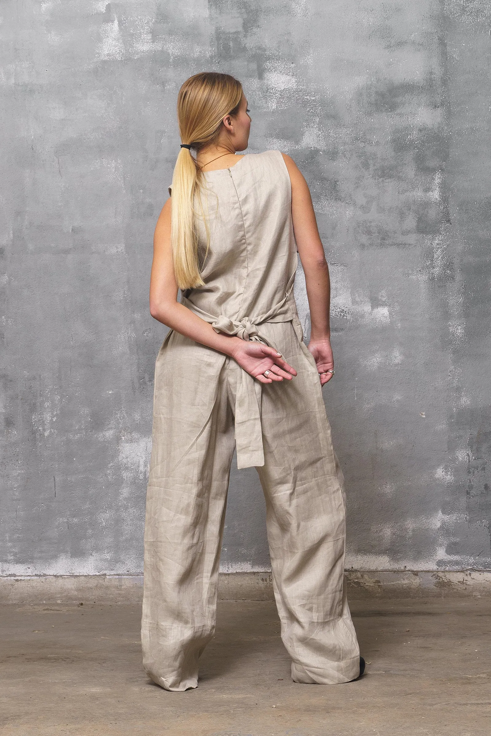 Linen Jumpsuit with Belt