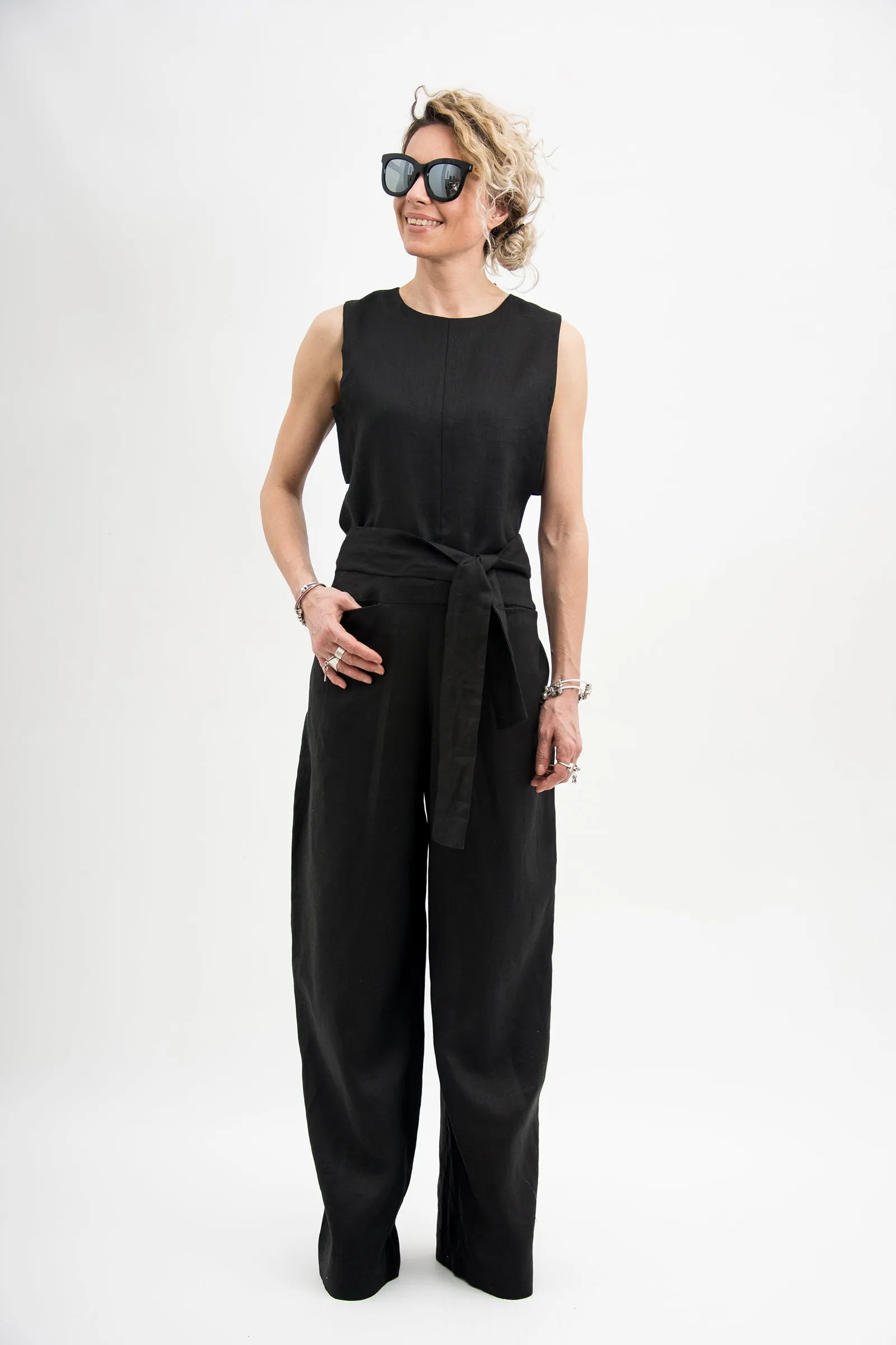 Linen Jumpsuit with Belt