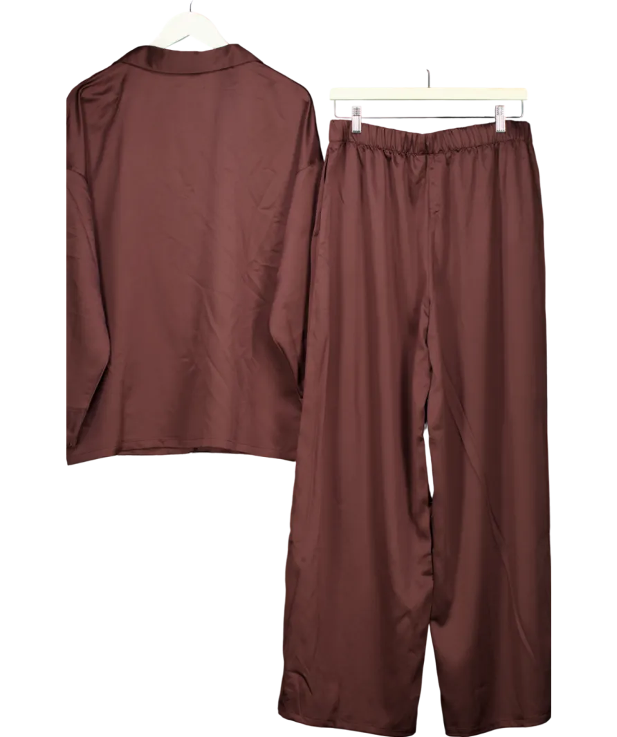 Lounge Underwear Brown Satin Pyjama Set UK L