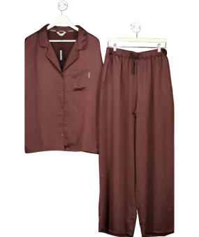 Lounge Underwear Brown Satin Pyjama Set UK L